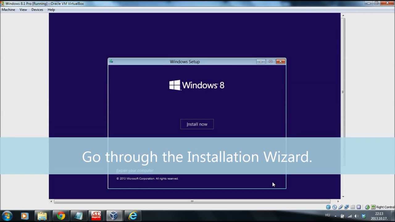 installing windows on virtualbox